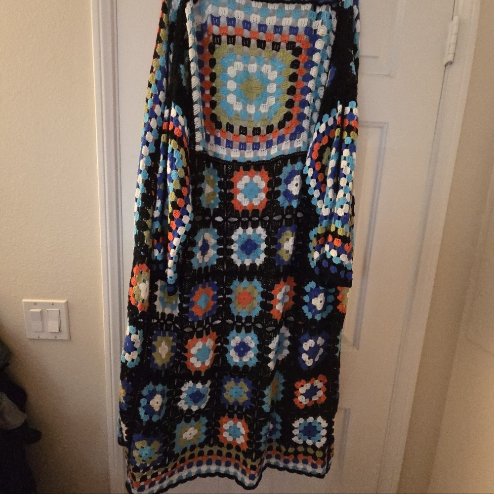 POL Crochet Granny Square Long Cardigan One Size New - Picture 7 of 8